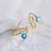 Wholesale Women's Copper Geometric Open Ring With Real Gold Dripping Oil Eye And Microinlay Design