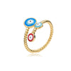 Wholesale Women's Copper Geometric Open Ring With Real Gold Dripping Oil Eye And Microinlay Design