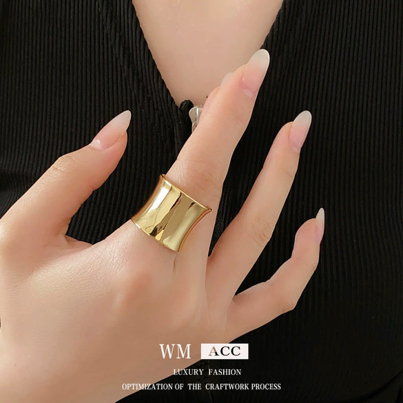 Wholesale Women's Copper Geometric Open Waist Ring With Electroplating Cool And Fashionable Style