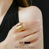 Wholesale Women's Copper Geometric Open Waist Ring With Electroplating Cool And Fashionable Style