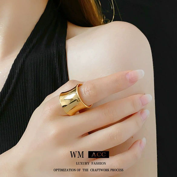 Wholesale Women's Copper Geometric Open Waist Ring With Electroplating Cool And Fashionable Style