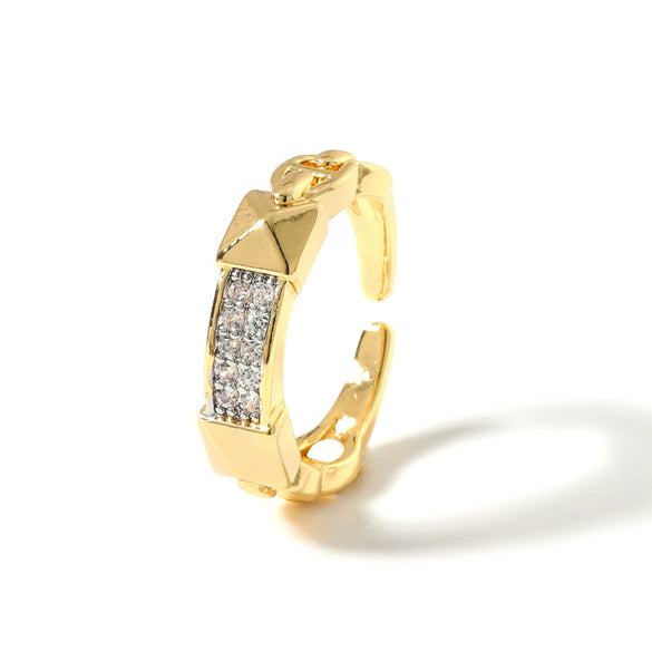 Wholesale Women's Copper Geometric Opening Ring With Diamond Zirconium Electroplated And Constellation Doll Crown Etc Patterns