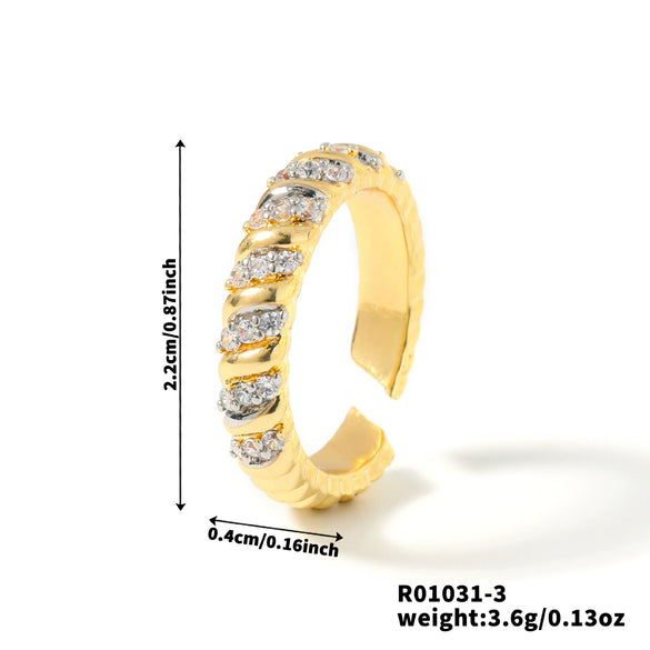 Wholesale Women's Copper Geometric Opening Ring With Diamond Zirconium Electroplated And Constellation Doll Crown Etc Patterns