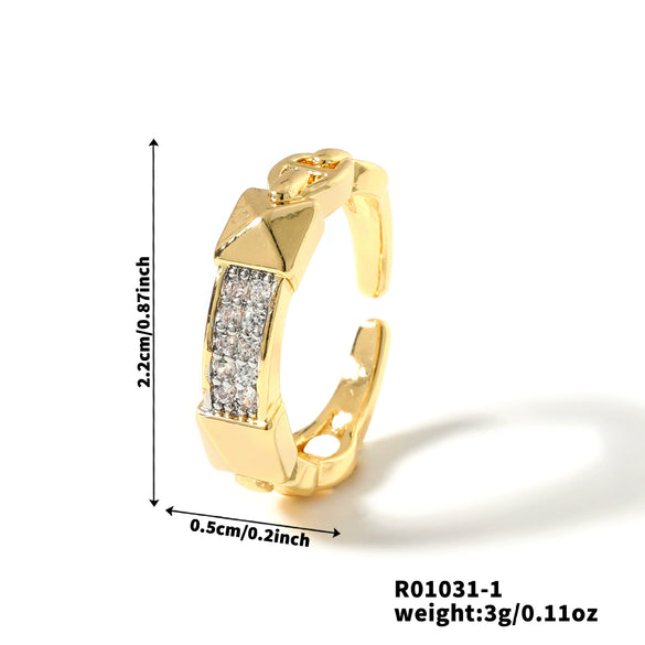 Wholesale Women's Copper Geometric Opening Ring With Diamond Zirconium Electroplated And Constellation Doll Crown Etc Patterns