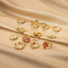 Wholesale Women's Copper Geometric Opening Zircon Flower Ring With Electroplating