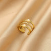 Wholesale Women's Copper Geometric Opening Zircon Flower Ring With Electroplating