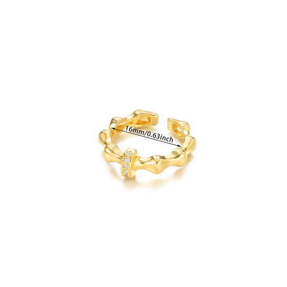 Wholesale Women's Copper Geometric Opening Zircon Flower Ring With Electroplating