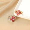 Wholesale Women's Copper Geometric Opening Zircon Flower Ring With Electroplating