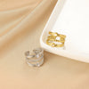Wholesale Women's Copper Geometric Opening Zircon Flower Ring With Electroplating