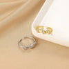 Wholesale Women's Copper Geometric Opening Zircon Flower Ring With Electroplating