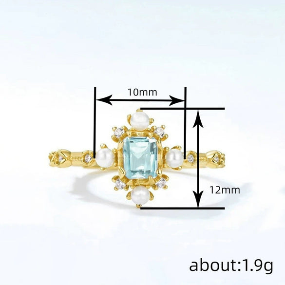 Wholesale Women's Copper Geometric Palace Style Imitation Pearl Ring With Electroplating