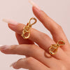 Wholesale Women's Copper Geometric Pattern Electroplated Cut Out Bow Ring Bracelet With Irregular Exaggerated Twisted Lines Simple Niche Design
