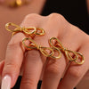 Wholesale Women's Copper Geometric Pattern Electroplated Cut Out Bow Ring Bracelet With Irregular Exaggerated Twisted Lines Simple Niche Design