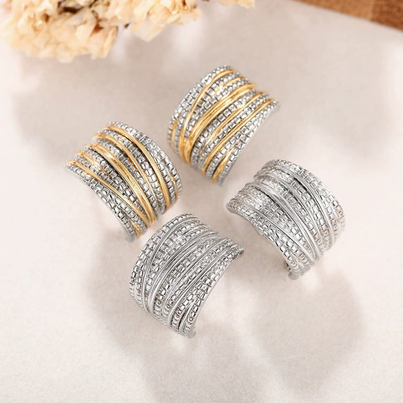 Wholesale Women's Copper Geometric Pattern Electroplated Earrings Exquisite Elegant Jewelry