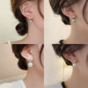 Wholesale Women's Copper Geometric Pearl Earrings With Diamond Design Retro And Exquisite Style