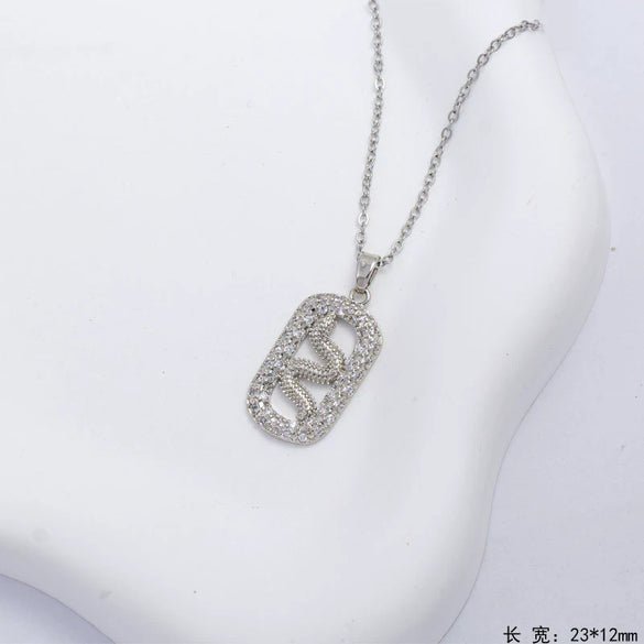 Wholesale Women's Copper Geometric Pendant Necklace With Inlay And Electroplating