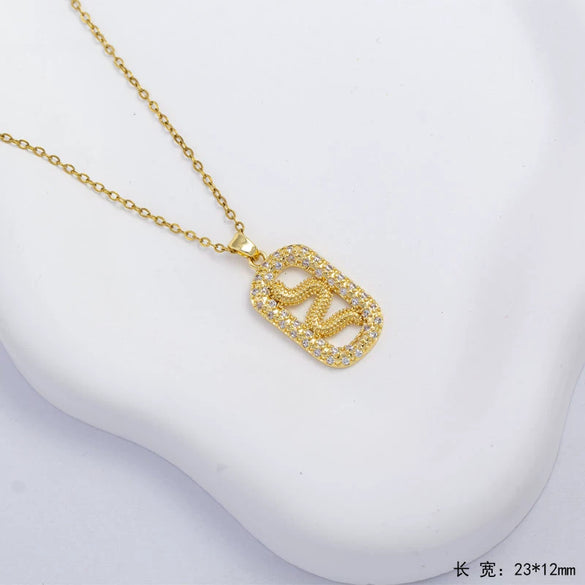 Wholesale Women's Copper Geometric Pendant Necklace With Inlay And Electroplating