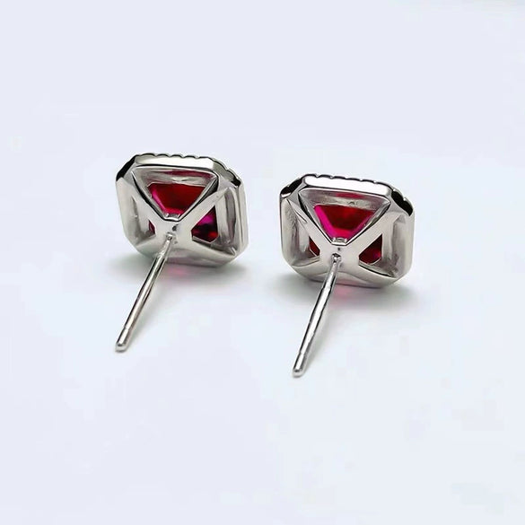 Wholesale Women's Copper Geometric Red Square Inlaid Zircon Earrings