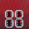Wholesale Women's Copper Geometric Red Square Inlaid Zircon Earrings