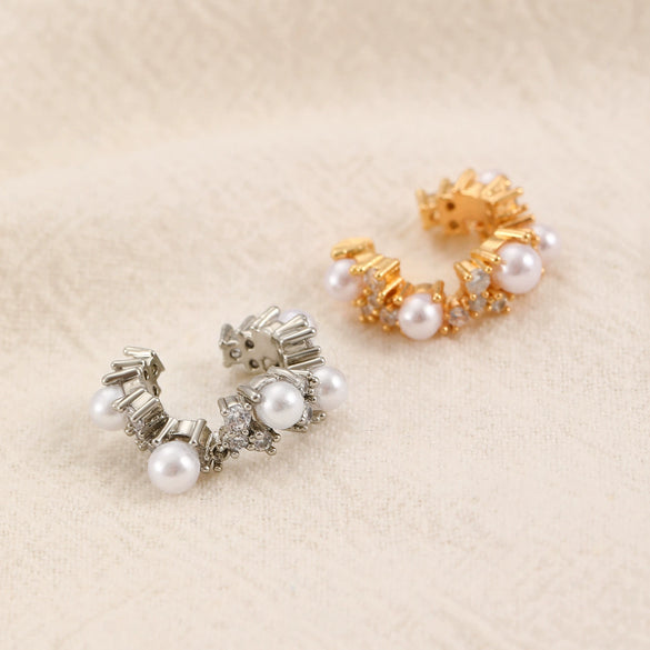 Wholesale Women's Copper Geometric Retro Exquisite Zircon Ear Clip Electroplated Earrings