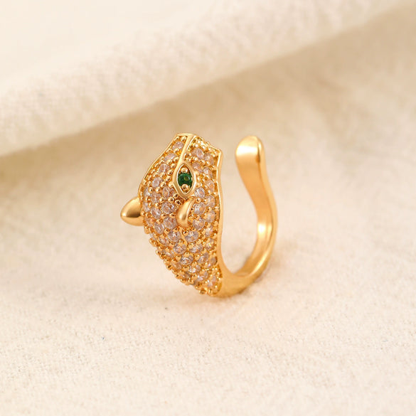 Wholesale Women's Copper Geometric Retro Exquisite Zircon Ear Clip Electroplated Earrings