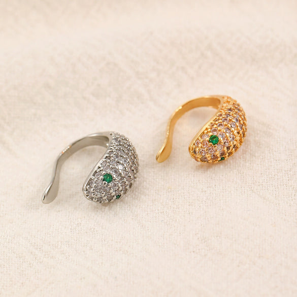 Wholesale Women's Copper Geometric Retro Exquisite Zircon Ear Clip Electroplated Earrings