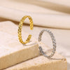Wholesale Women's Copper Geometric Retro Pleated Light Luxury High End Opening Adjustable Electroplated Ring
