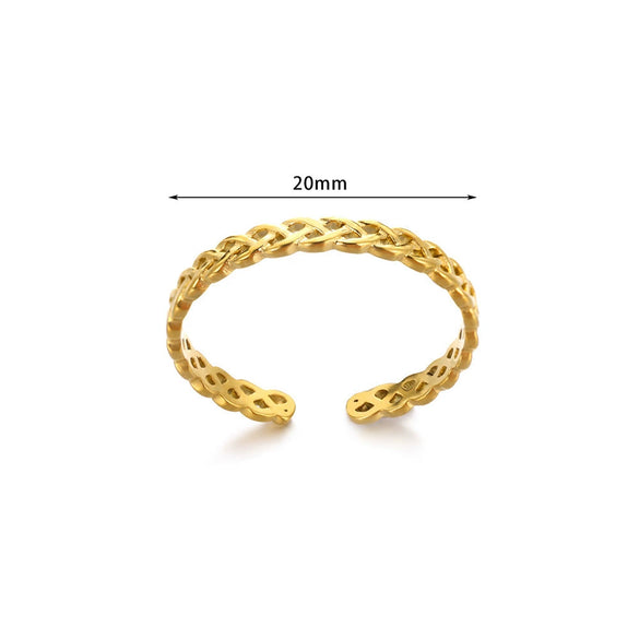 Wholesale Women's Copper Geometric Retro Pleated Light Luxury High End Opening Adjustable Electroplated Ring