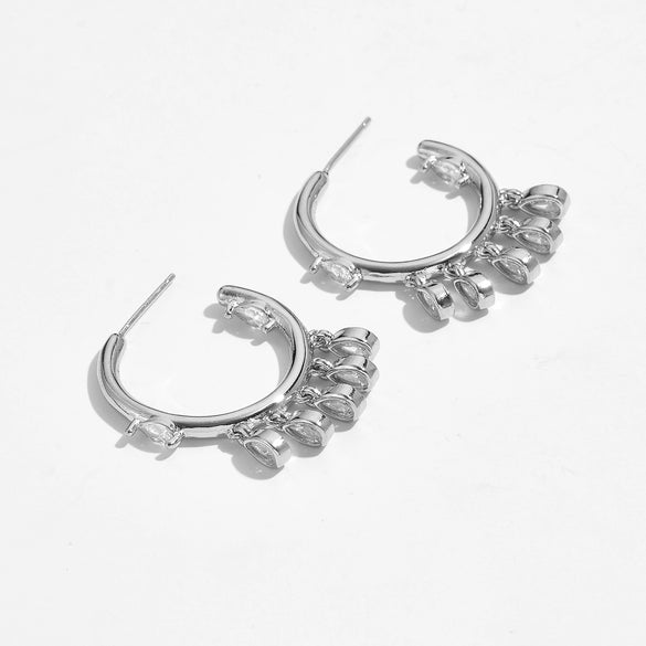 Wholesale Women's Copper Geometric Retro Simple Electroplated Zircon Drop Earrings