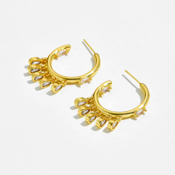 Wholesale Women's Copper Geometric Retro Simple Electroplated Zircon Drop Earrings