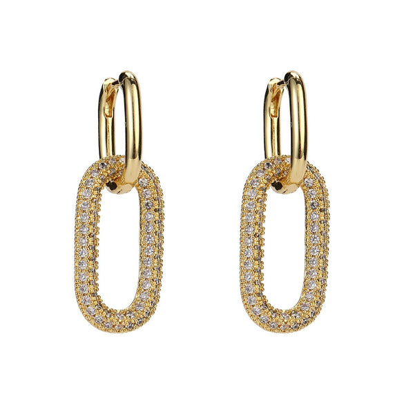 Wholesale Women's Copper Geometric Retro Style Electroplated Zircon Earrings