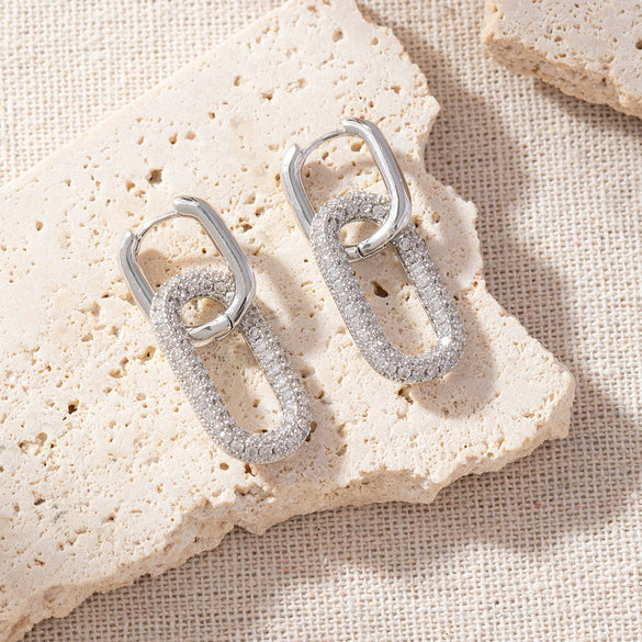 Wholesale Women's Copper Geometric Retro Style Electroplated Zircon Earrings