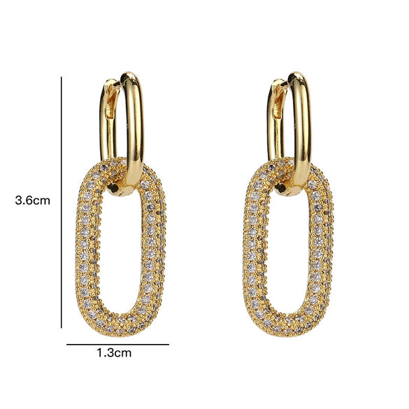 Wholesale Women's Copper Geometric Retro Style Electroplated Zircon Earrings