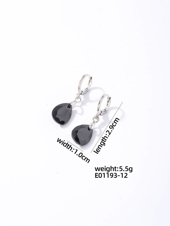 Wholesale Women's Copper Geometric Rhinestone Pendant Earrings With Diamond Design And Natural Style