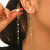 Wholesale Women's Copper Geometric Rhombus And Ushape Claw Chain Long Tassel Exaggerated Earrings