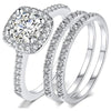 Wholesale Women's Copper Geometric Ring Threepiece Set With Zirconia Inlay Light Luxury Style