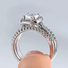Wholesale Women's Copper Geometric Ring Threepiece Set With Zirconia Inlay Light Luxury Style