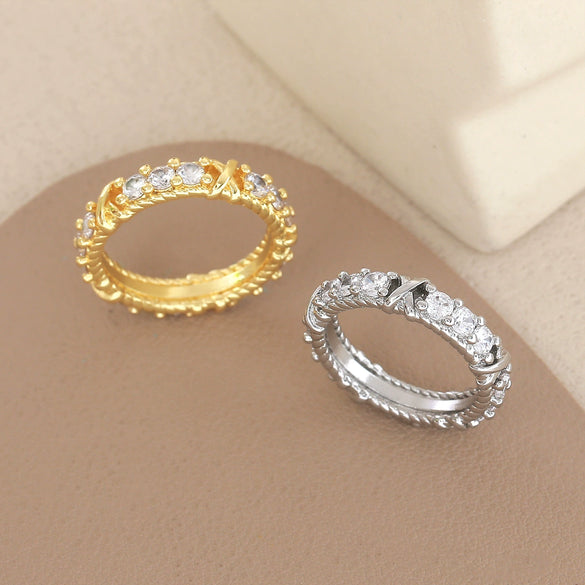 Wholesale Women's Copper Geometric Ring With Electroplating And Versatile Design