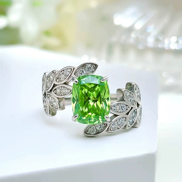 Wholesale Women's Copper Geometric Ring With Flower And Leaf Design And Zircon Accents Light Luxury Style