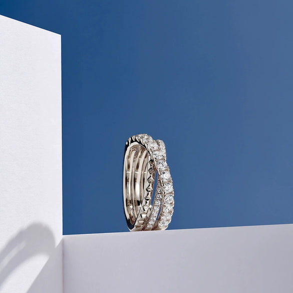Wholesale Women's Copper Geometric Ring With Inlaid Zircon For Autumn And Winter