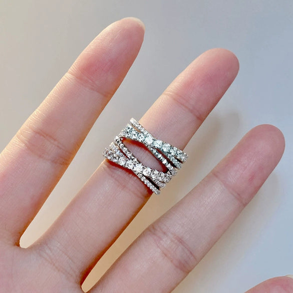 Wholesale Women's Copper Geometric Ring With Inlaid Zircon For Autumn And Winter