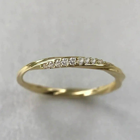 Wholesale Women's Copper Geometric Ring With Inlaid Zircon Simple Style Twist Rotating Design