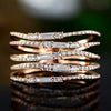 Wholesale Women's Copper Geometric Ring With Zirconia Design And Multilayered Rose Gold Asymmetrical Arrangement