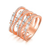 Wholesale Women's Copper Geometric Ring With Zirconia Design And Multilayered Rose Gold Asymmetrical Arrangement
