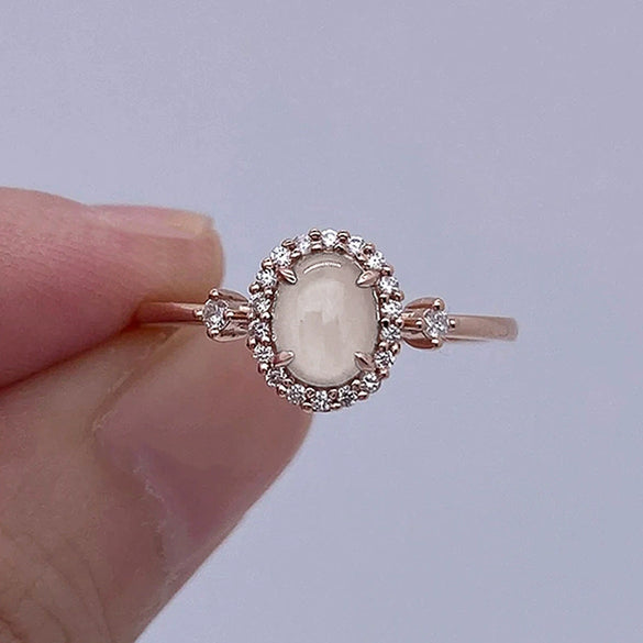 Wholesale Women's Copper Geometric Ring With Zirconia French Retro Court Style
