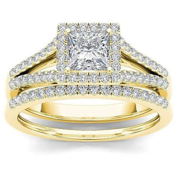 Wholesale Women's Copper Geometric Rings Light Luxury Style Zirconia Design