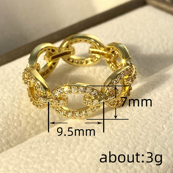 Wholesale Women's Copper Geometric Round Buckle Ring With Zirconia Microinlay Fashion Personality Jewelry