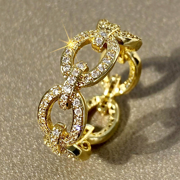 Wholesale Women's Copper Geometric Round Buckle Ring With Zirconia Microinlay Fashion Personality Jewelry