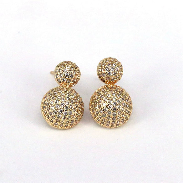 Wholesale Women's Copper Geometric Round Inlaid Zircon Earrings