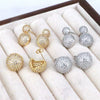 Wholesale Women's Copper Geometric Round Inlaid Zircon Earrings